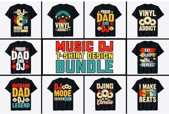 Funny DJ Music T-Shirt Design Bundles: A Creative Solution for Merchandise Creators