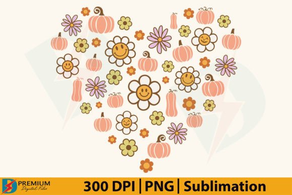 Retro Fall PNG, Pumpkin Daisy Happy Face: A Modern Creative Asset for Designers and Entrepreneurs